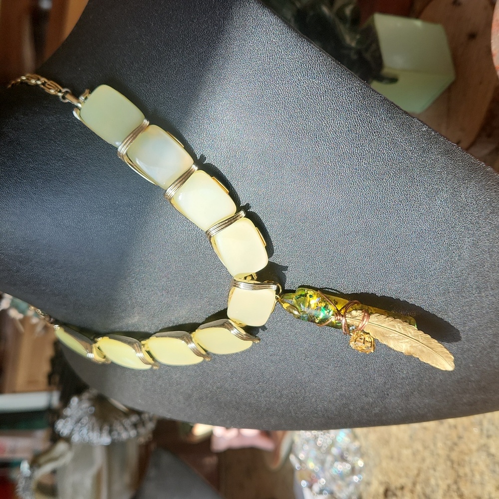 15.5" Mash up! Understated yellow Thermoset with John Gates fabulous bling
